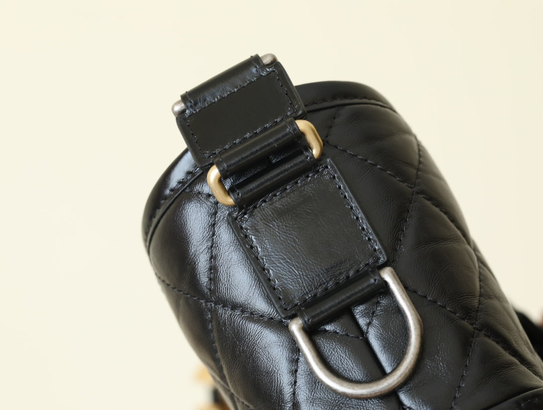 Quilted distressed calfskin Small Black