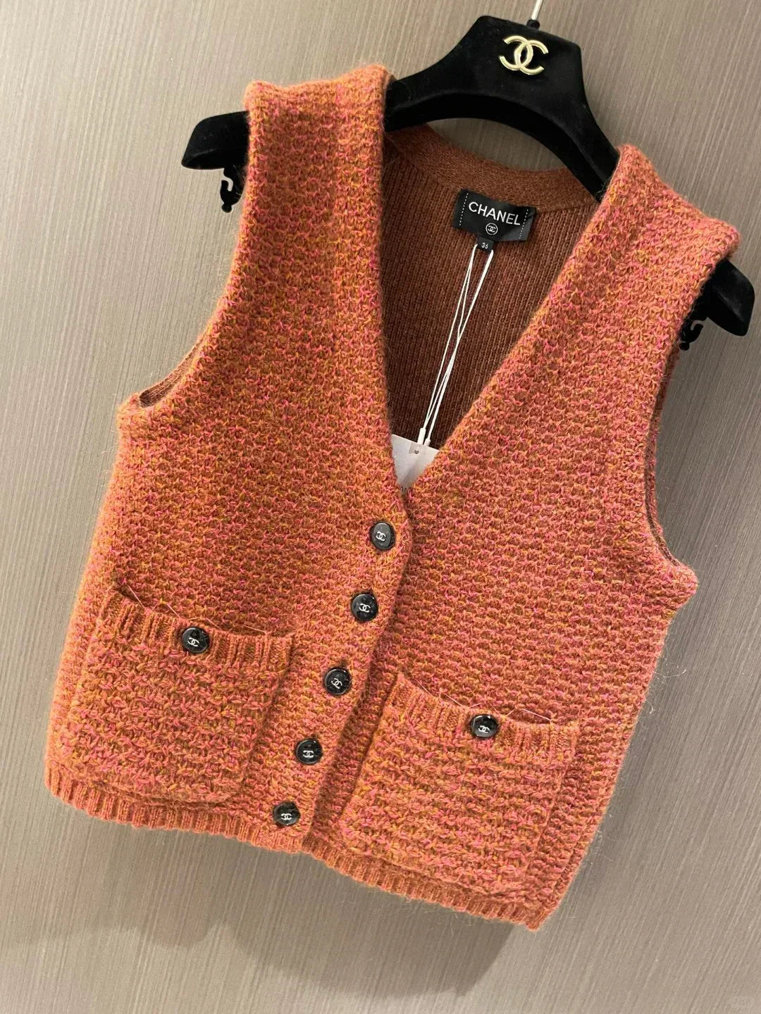 Orange double pocket vest