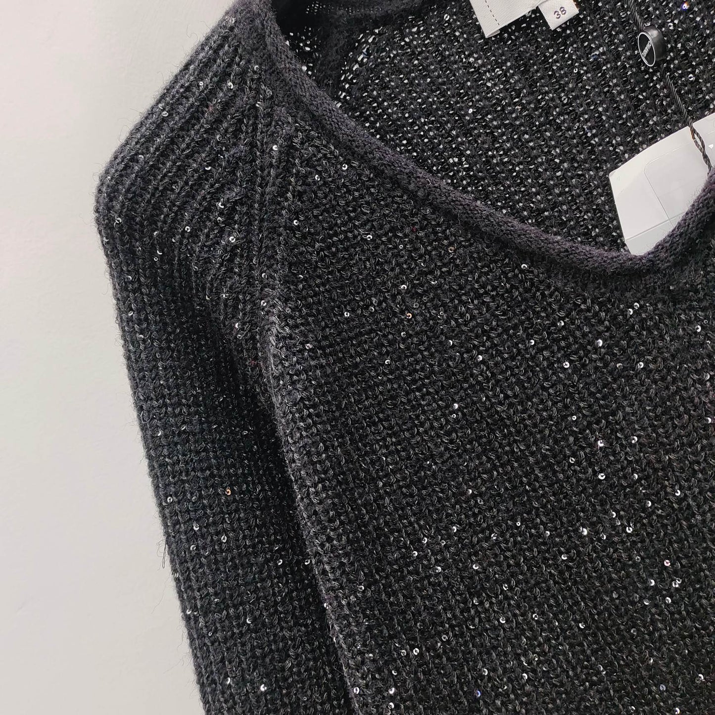 Sequined crew neck knitted sweater