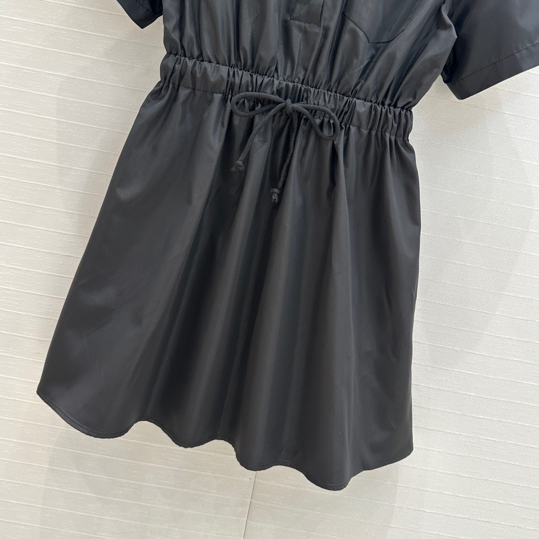 Elastic waist nylon short sleeve dress