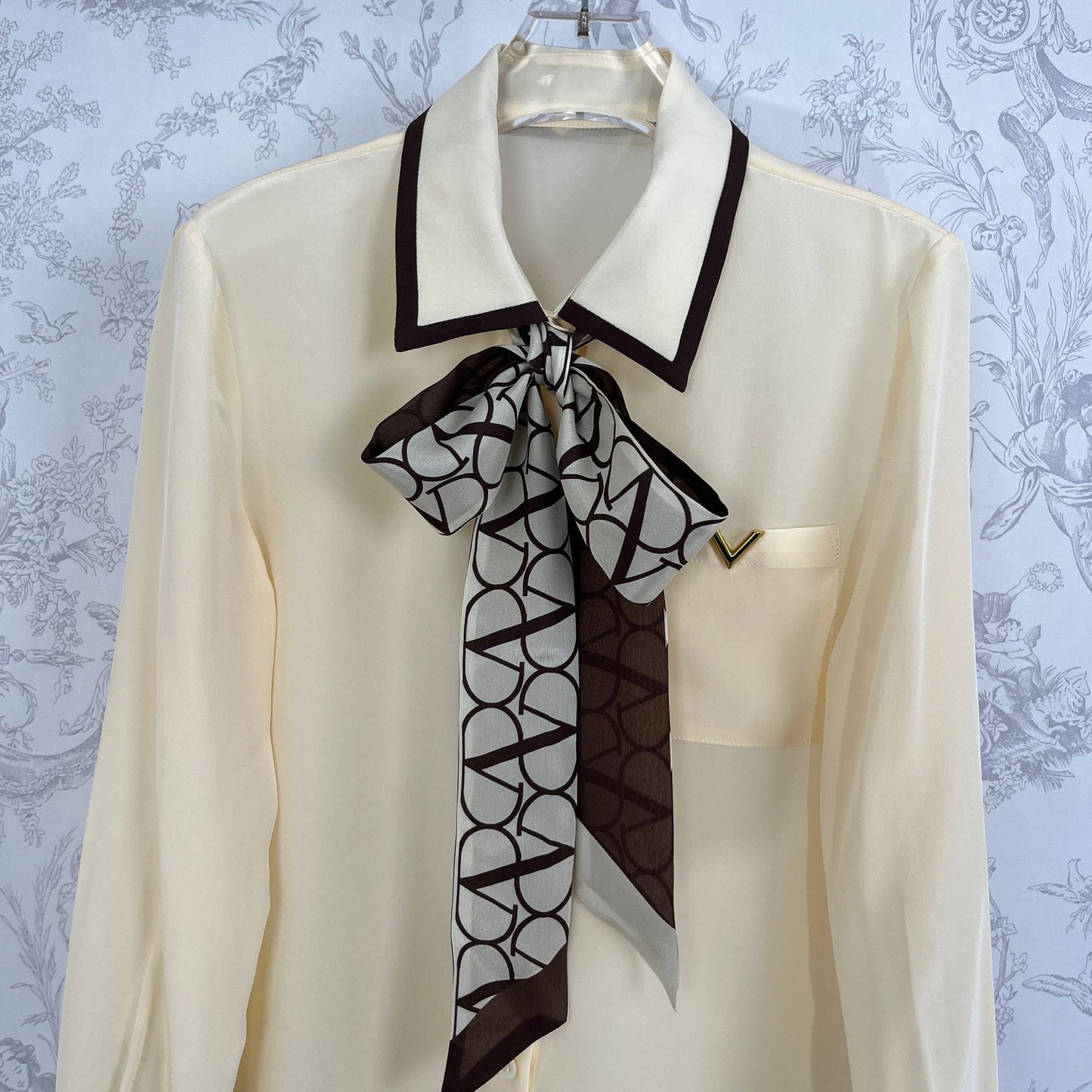 Active ribbon silk shirt