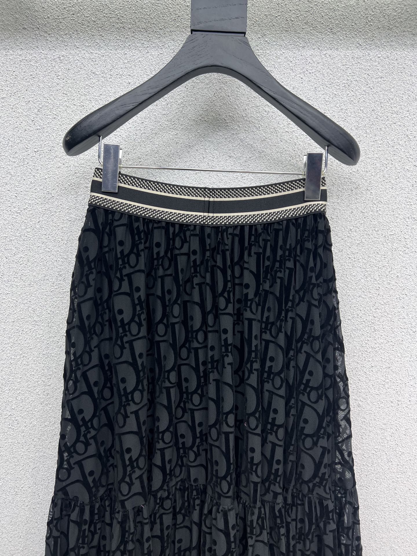 Letter mesh flocked logo skirt