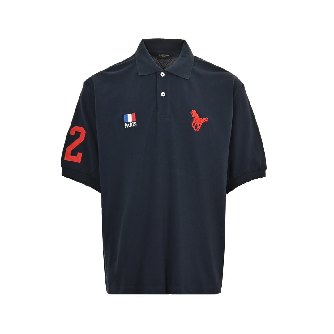 Horse embroidered outline Polo short sleeve