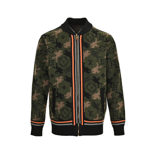 Western denim jacquard camouflage knitted jacket