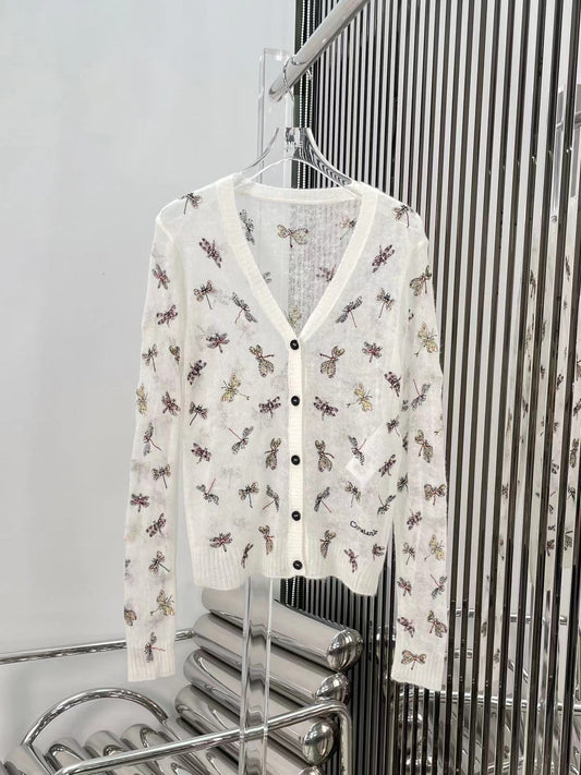 Printed soft knit cardigan