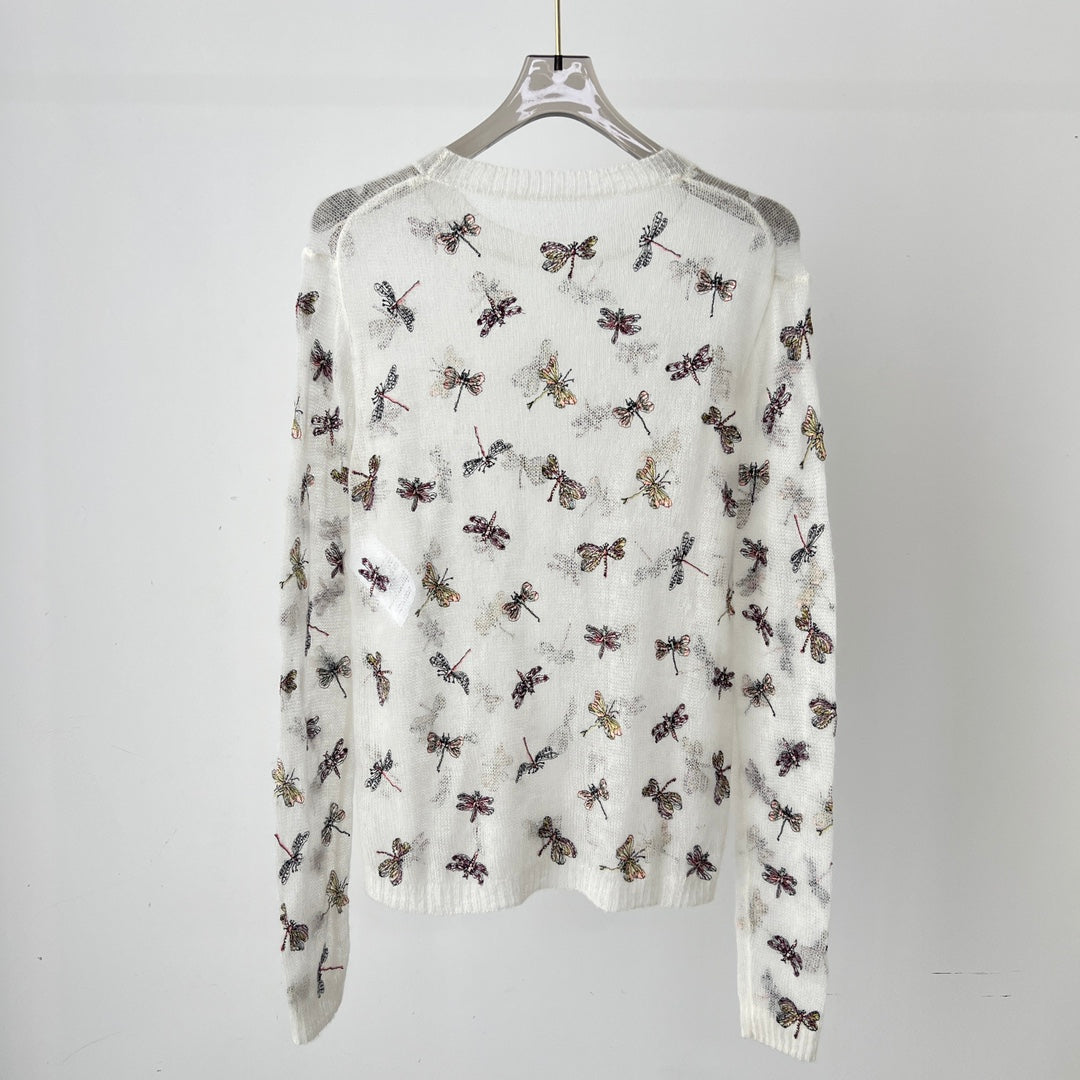 Dragonfly embroidered top