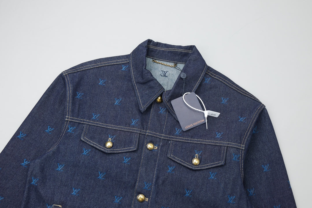 L's Embroidered blue denim jacket