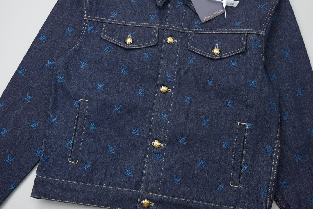 L's Embroidered blue denim jacket