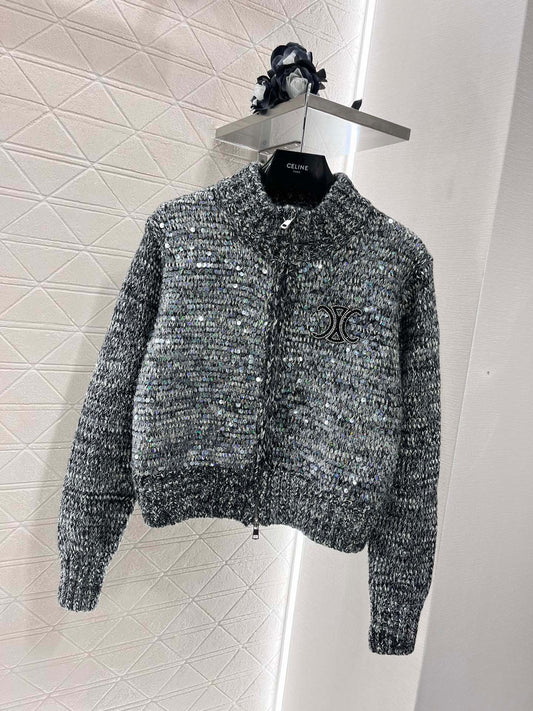 New ski collection Sequins zip cardigan jacket