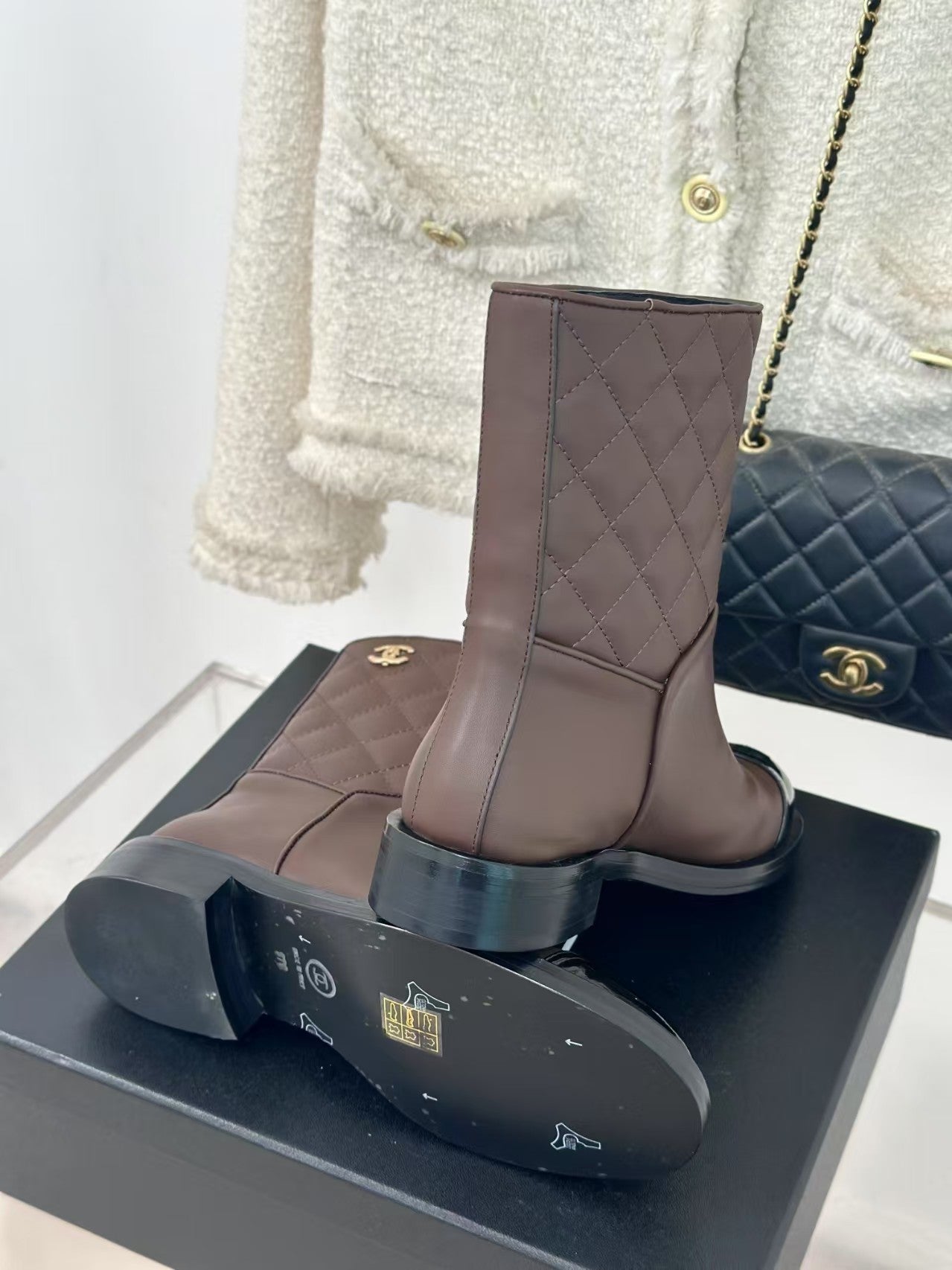 Diamond color block boots