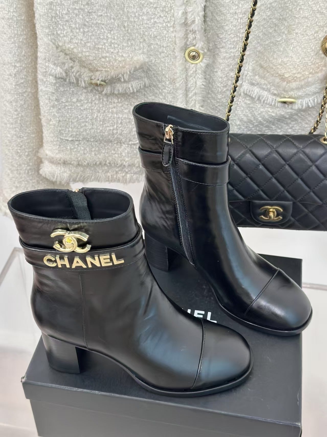 New Classic Logo High Heel Ankle Boots