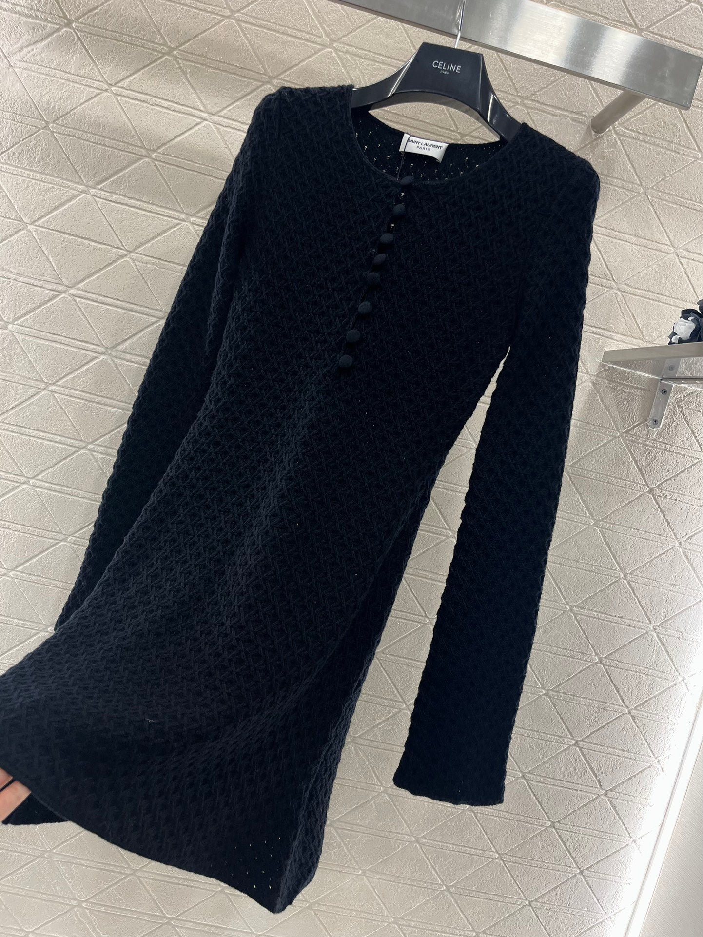 Round neck hollow knitted dress