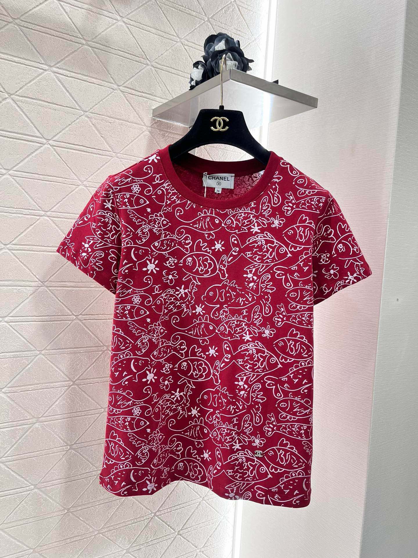 Round neck printed short sleeves