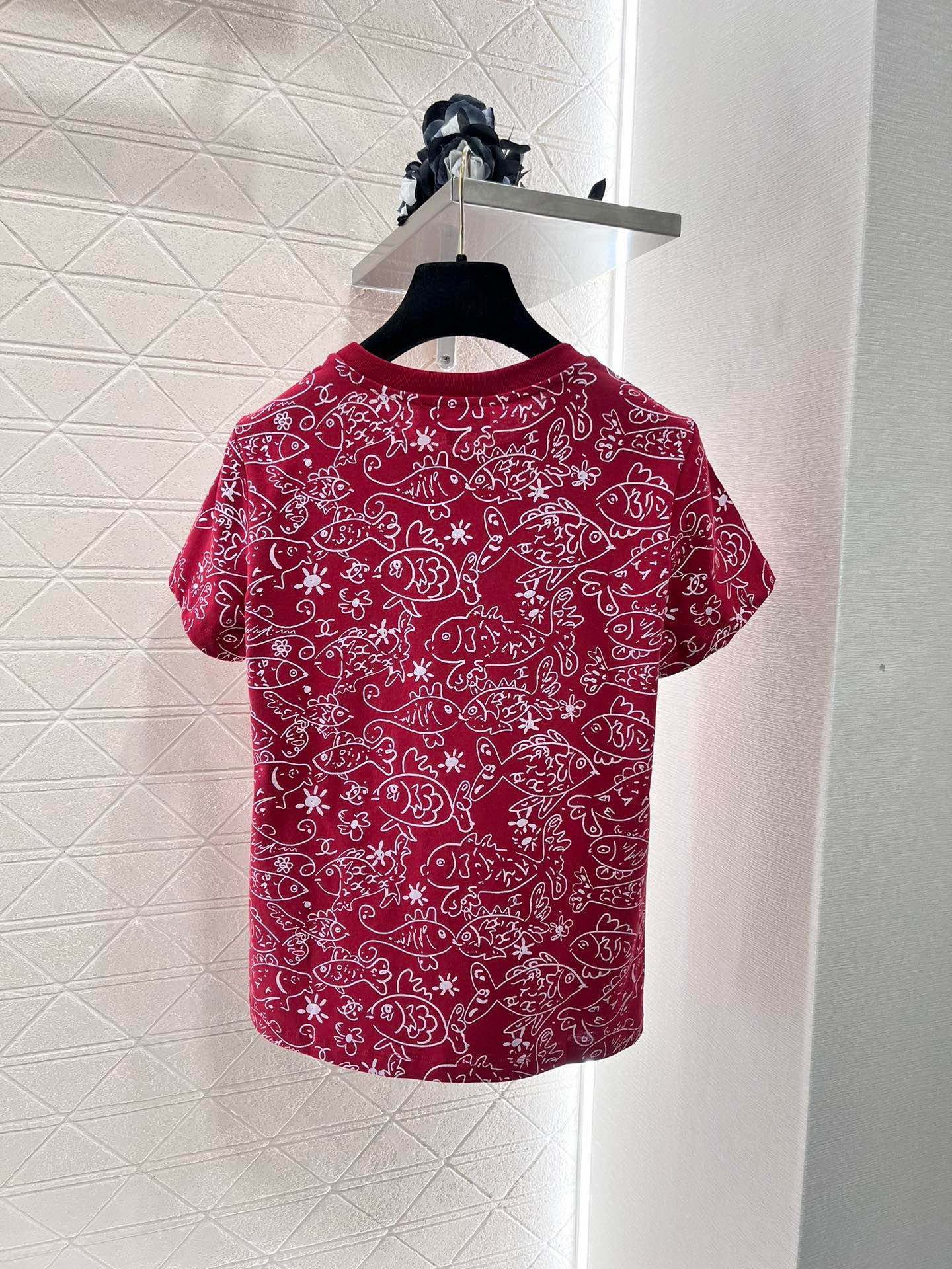 Round neck printed short sleeves