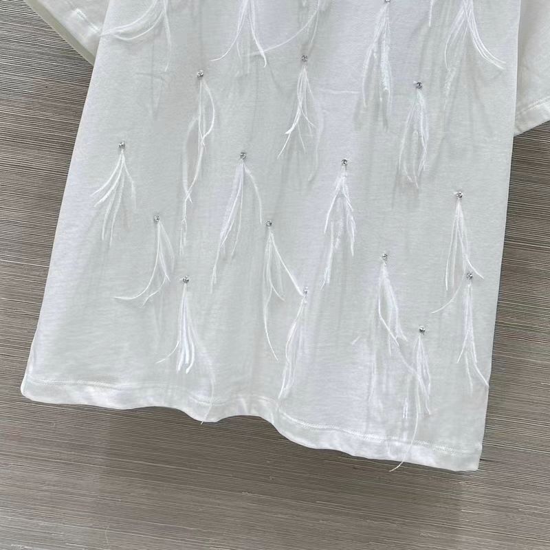 Feather tassel short-sleeved T-shirt