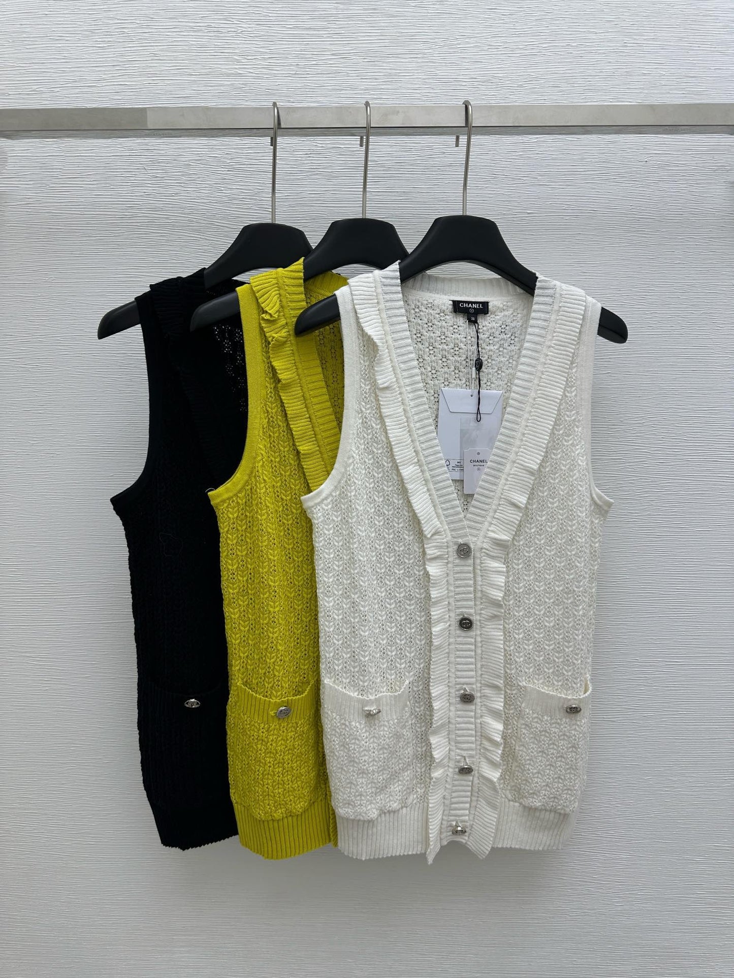 Knitted long cardigan vest