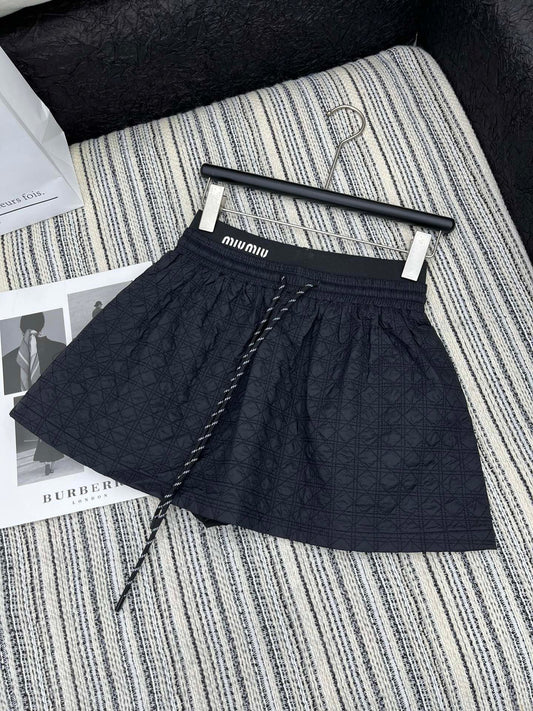 Drawstring elastic waist diamond skirt