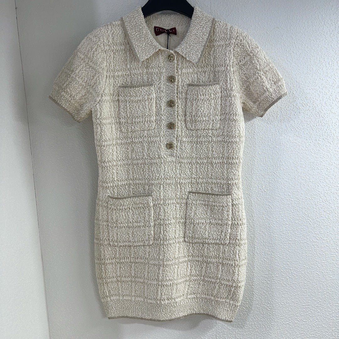 Money Pocket Button Knit Half Cardigan Dress