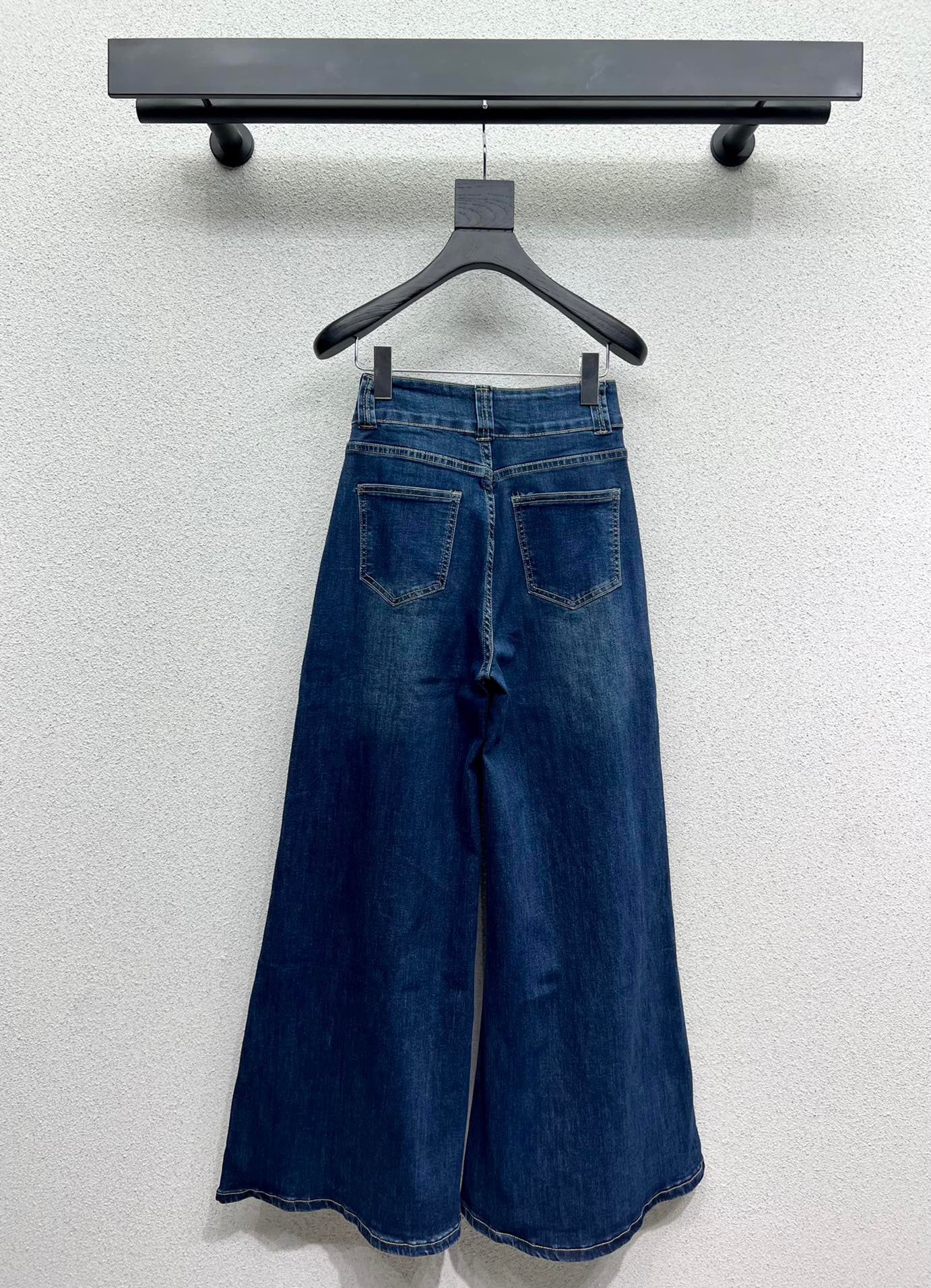 Wide-leg denim trousers