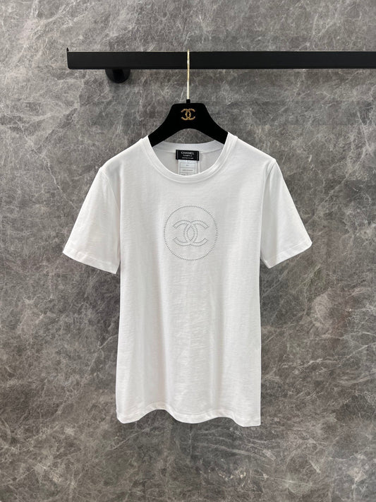 Basic short-sleeved T-shirt with hot diamond logo