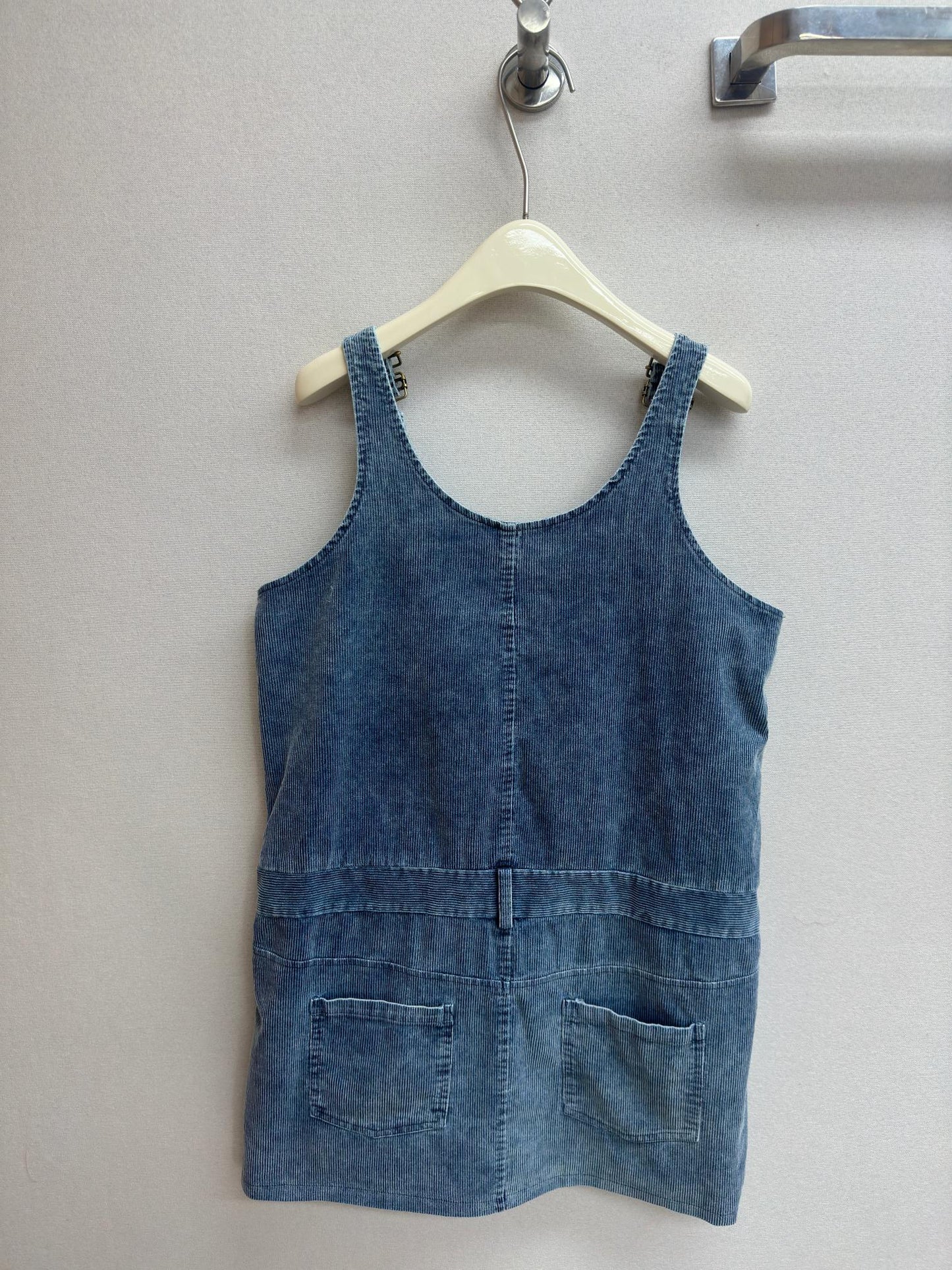 corduroy denim suspender skirt