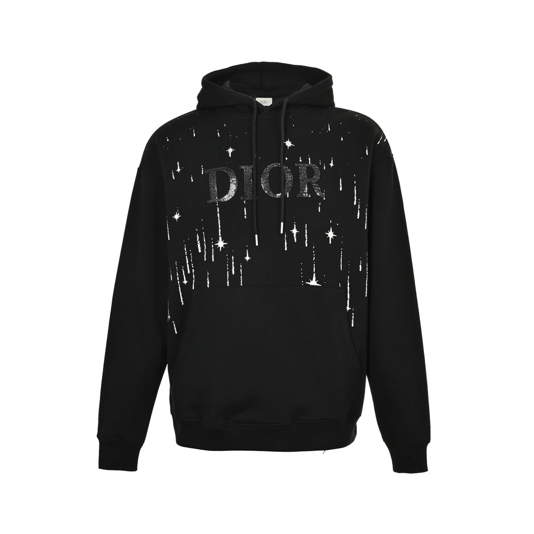 Trendy embroidered letter hooded sweatshirt