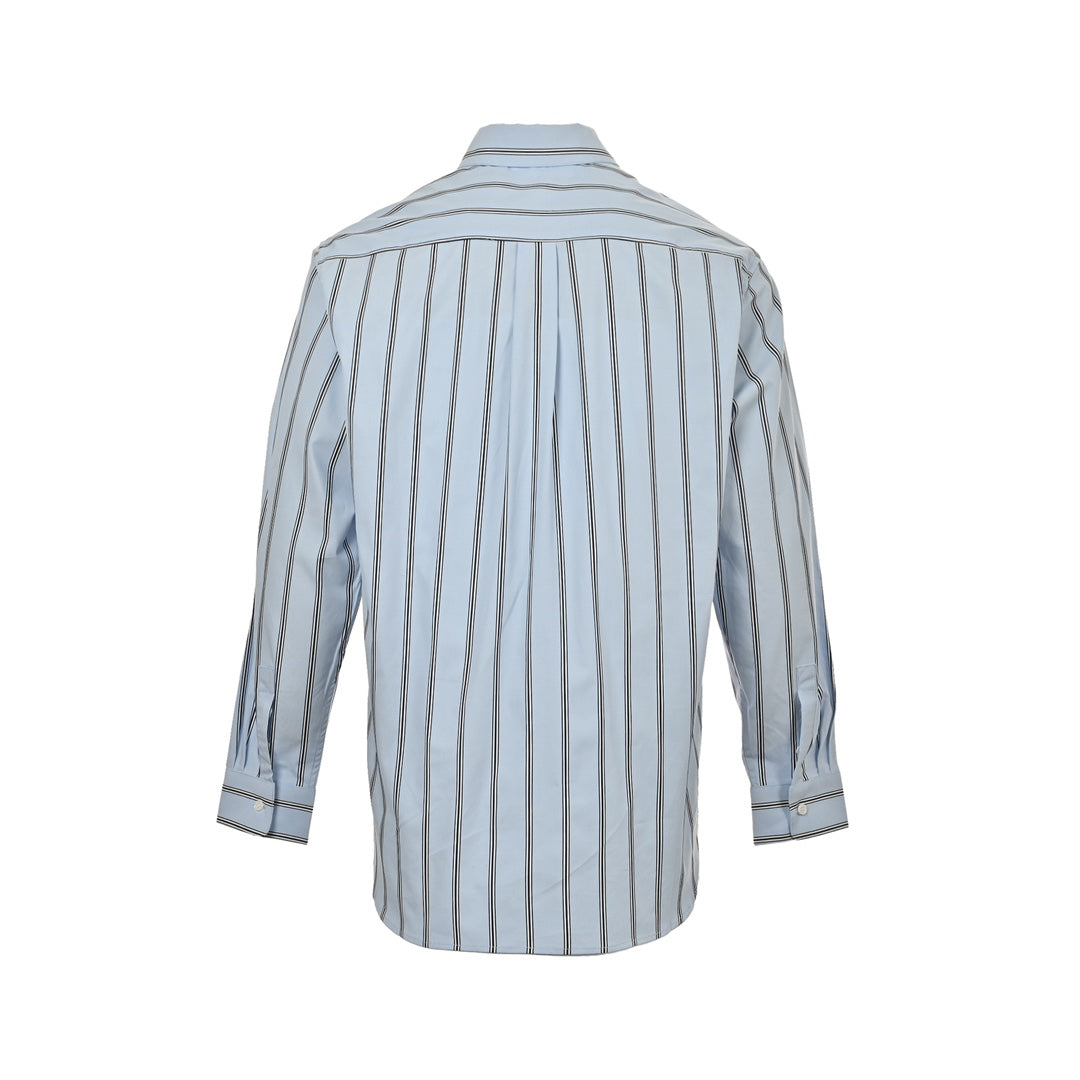 pocket embroidered striped shirt