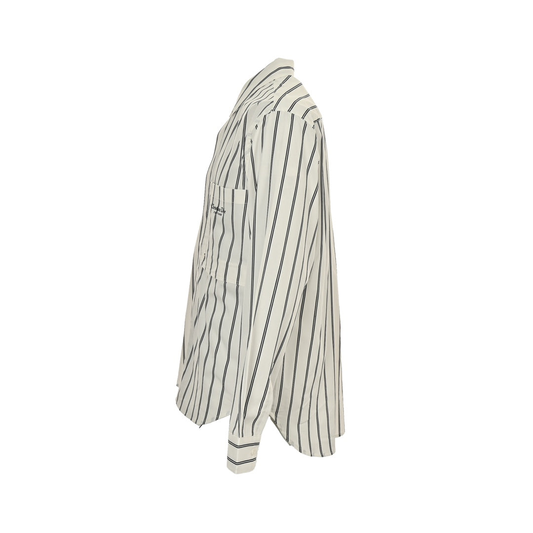 pocket embroidered striped shirt