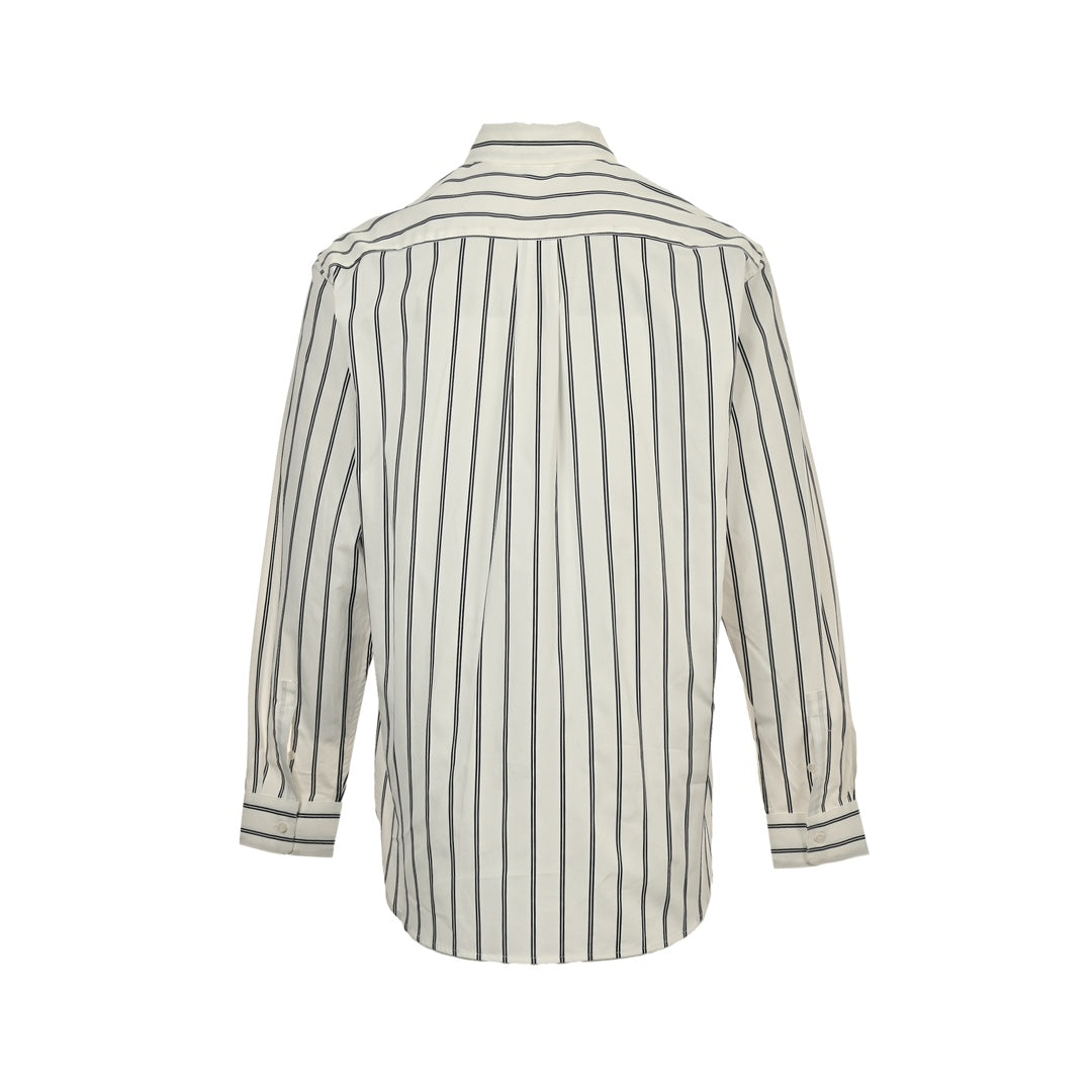 Striped shirt with pocket embroidery