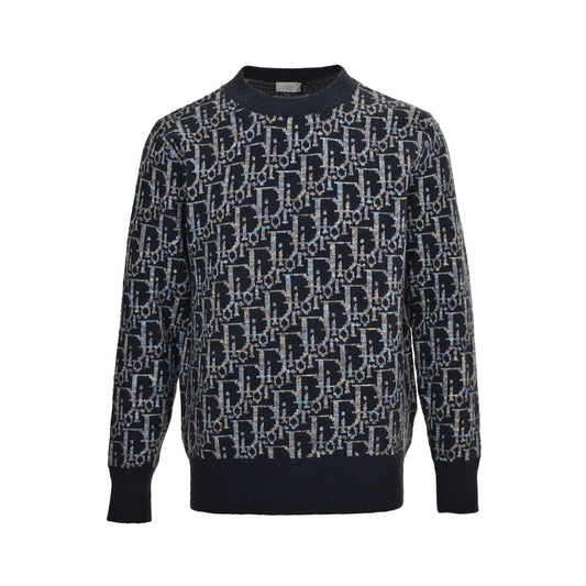 All-over monogram jacquard crew neck sweater