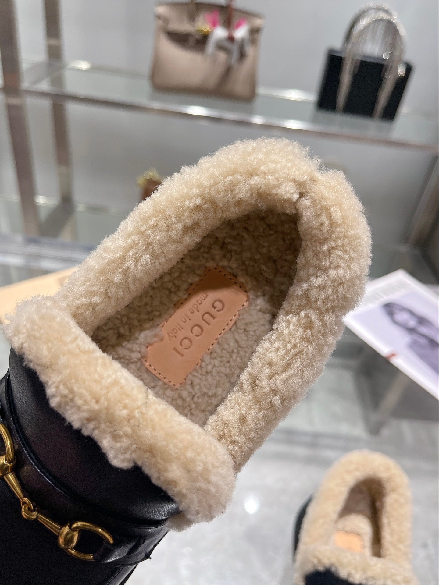 Sheepskin one-piece shallow snow boots