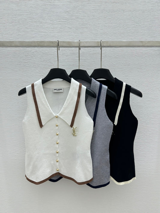 Lapel Single Breasted Knitted Vest