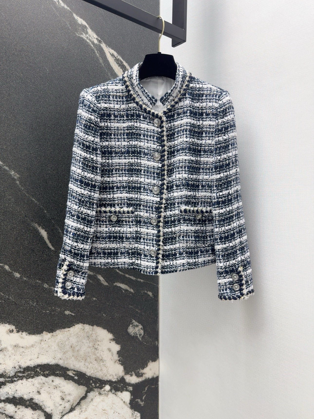 New arrival in early spring: Chanel-style woven tweed jacket