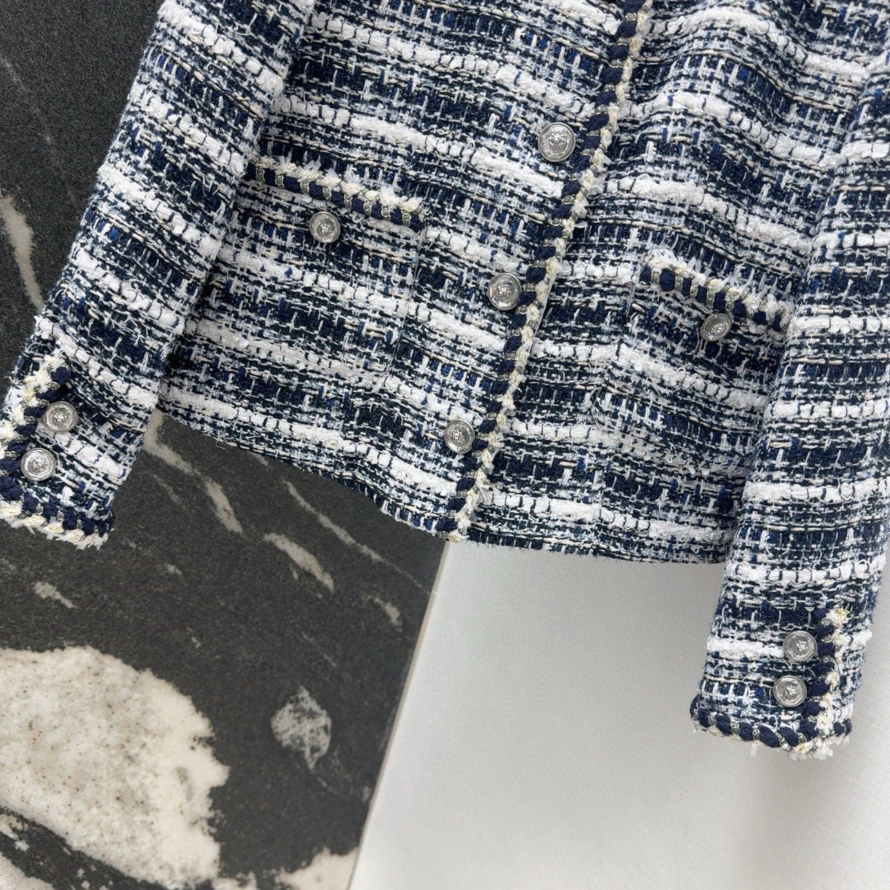 New arrival in early spring: Chanel-style woven tweed jacket