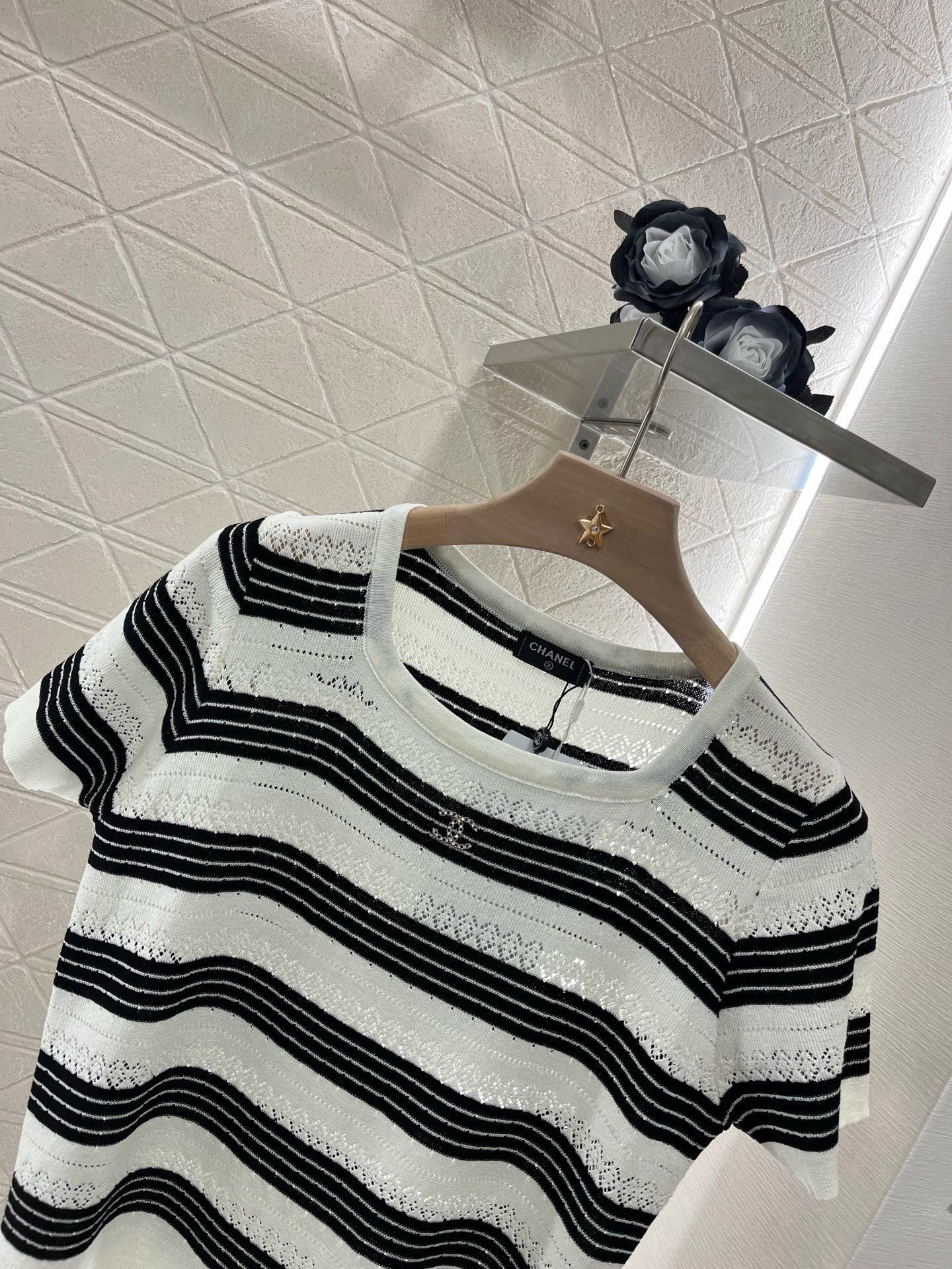 Skeleton Stripe Knit Short Sleeve