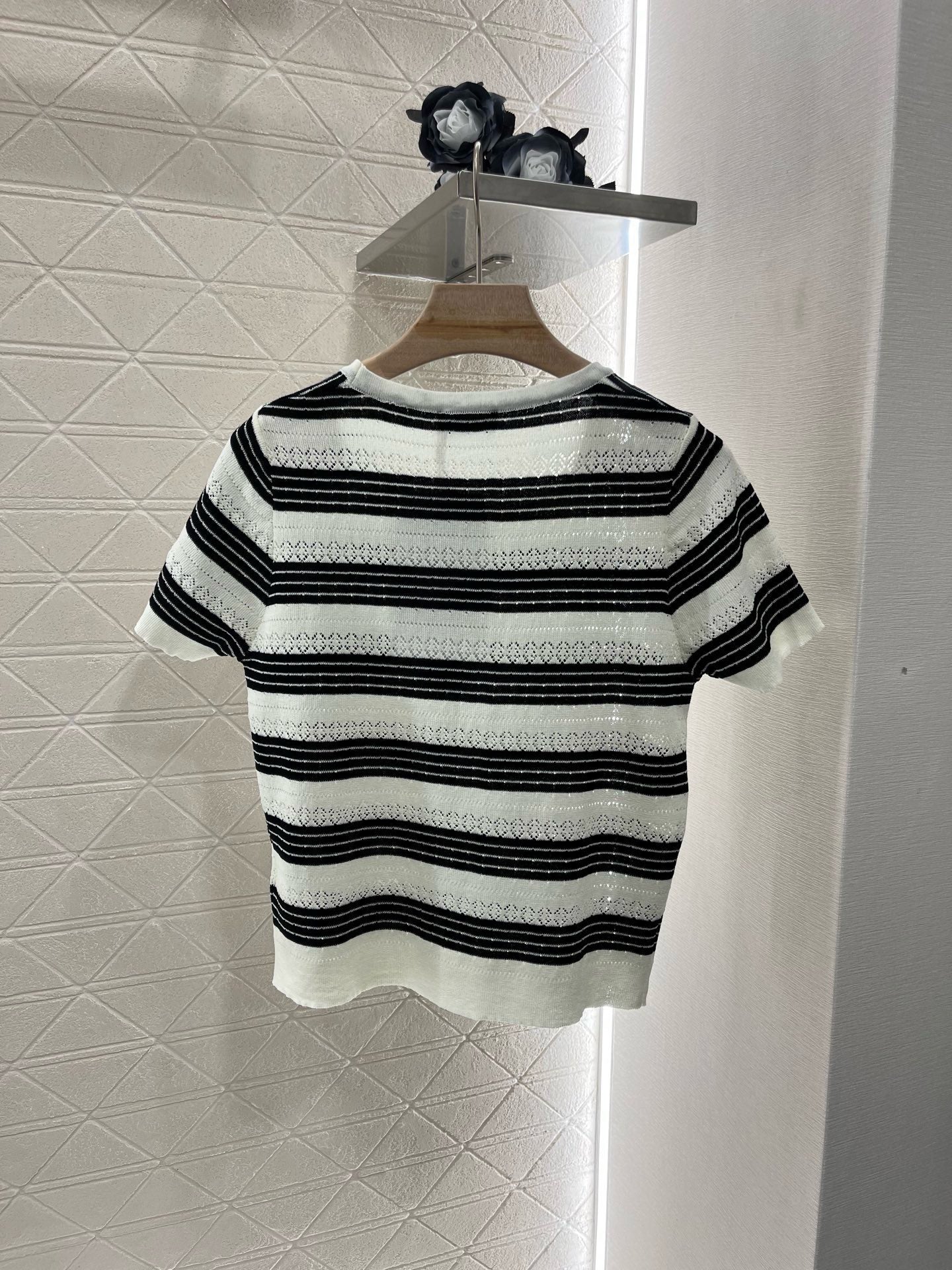 Skeleton Stripe Knit Short Sleeve