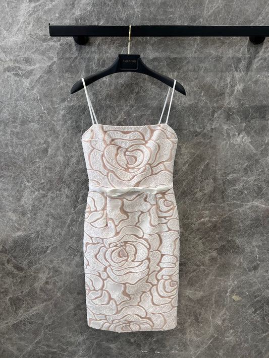 French Rose Temperament Tube Top Suspender Dress