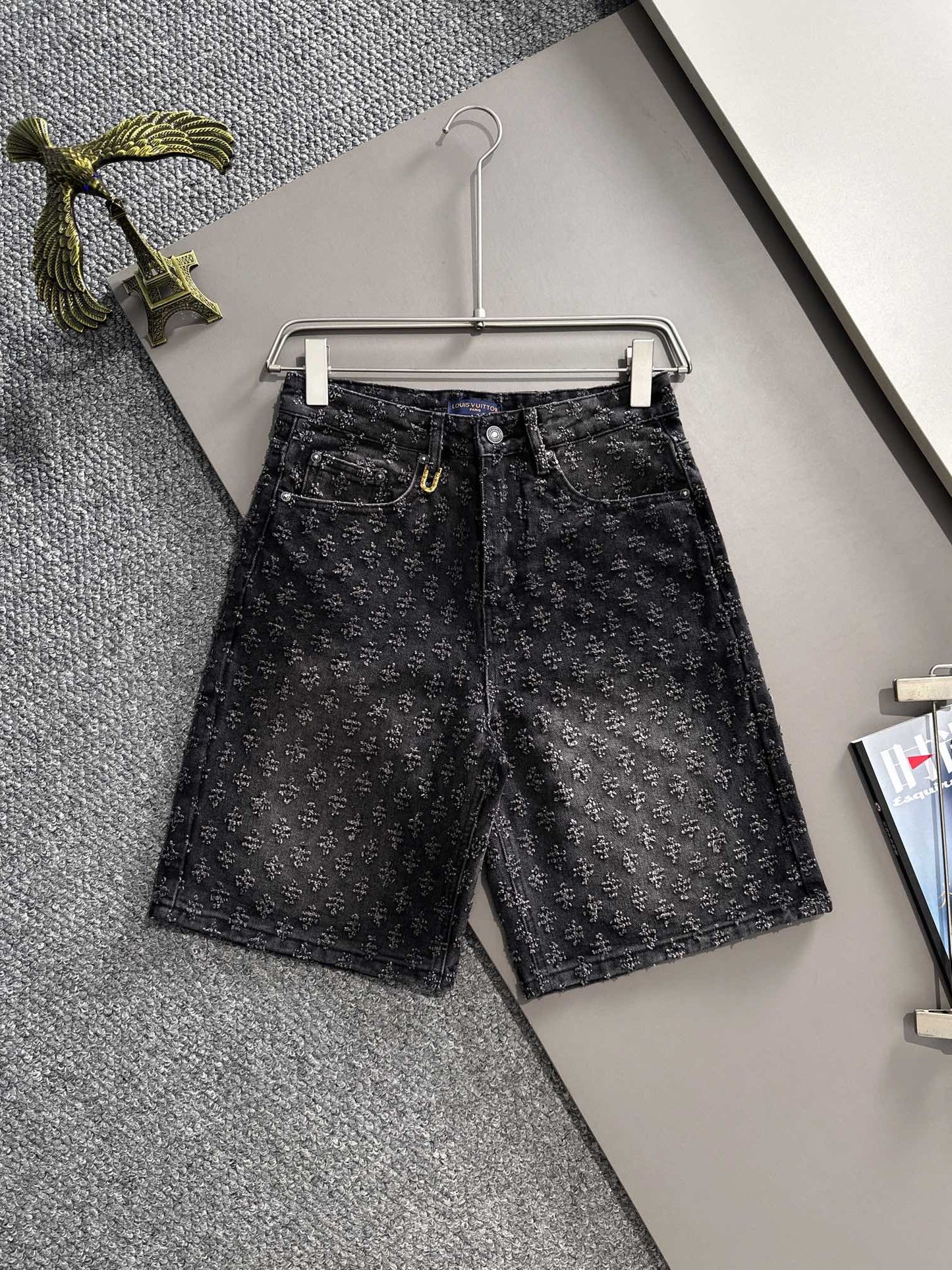 25 Summer New Arrivals Old Flower Full Print Jacquard Jeans Shorts