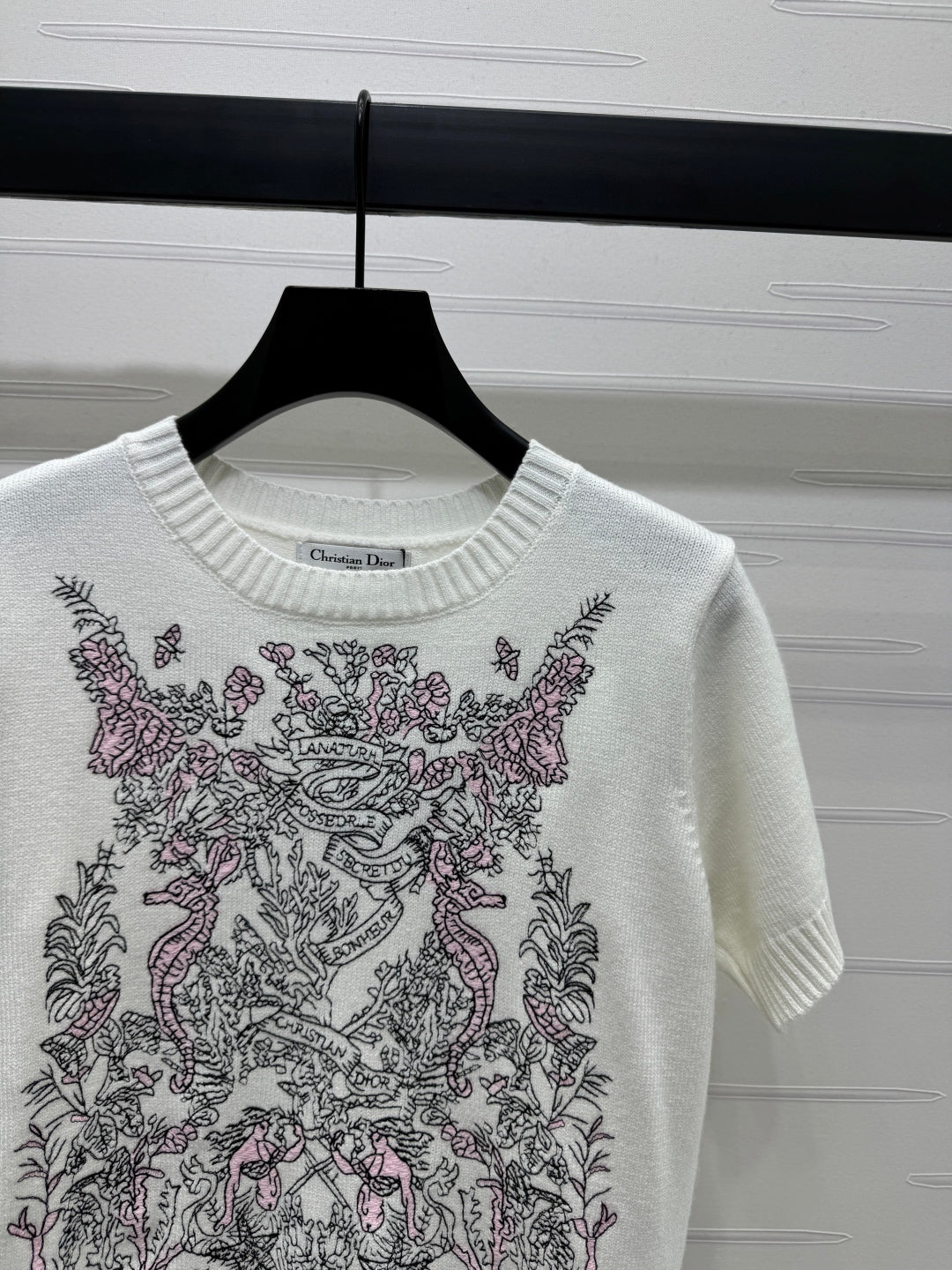 Heavy embroidery knitted short sleeves