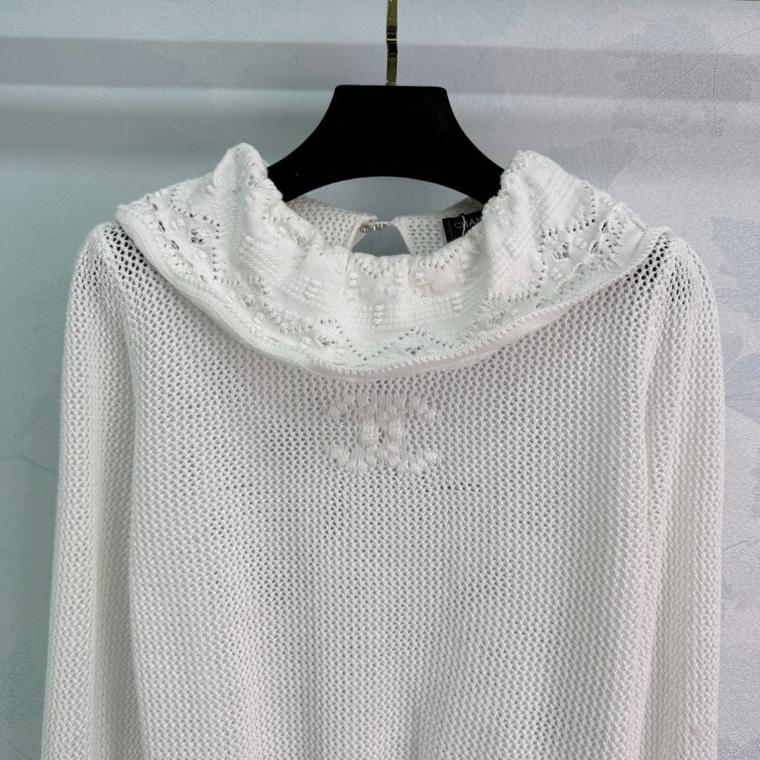 Stacked Lace Neck Cutout Sweater