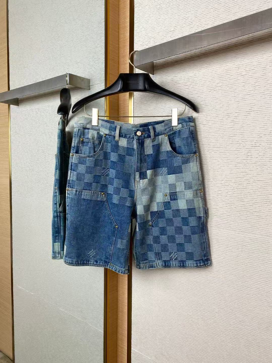 Mosaic denim shorts