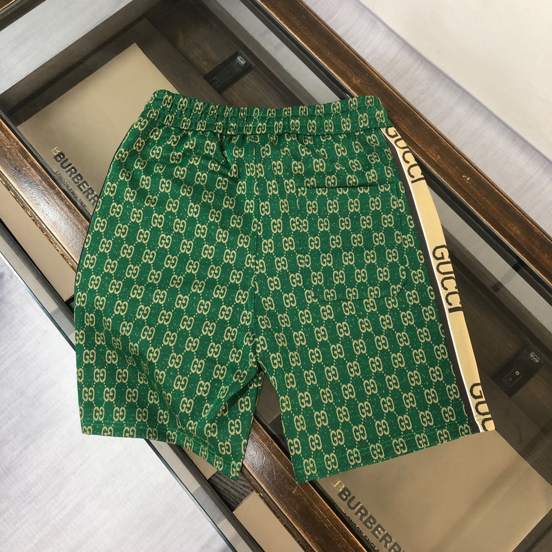 Jacquard webbing patchwork shorts with hems