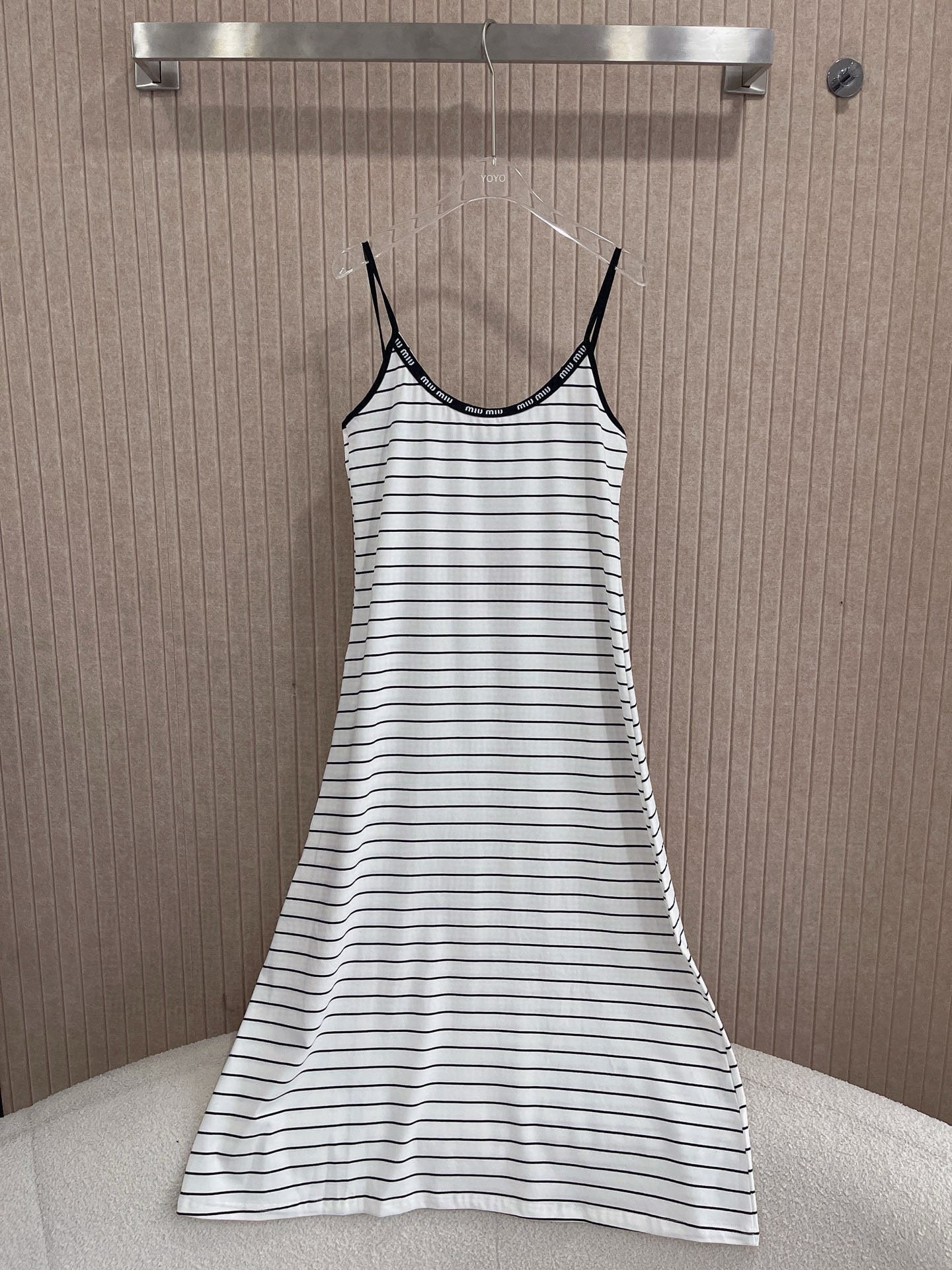 Customized Letter Jacquard Striped Suspender Dress