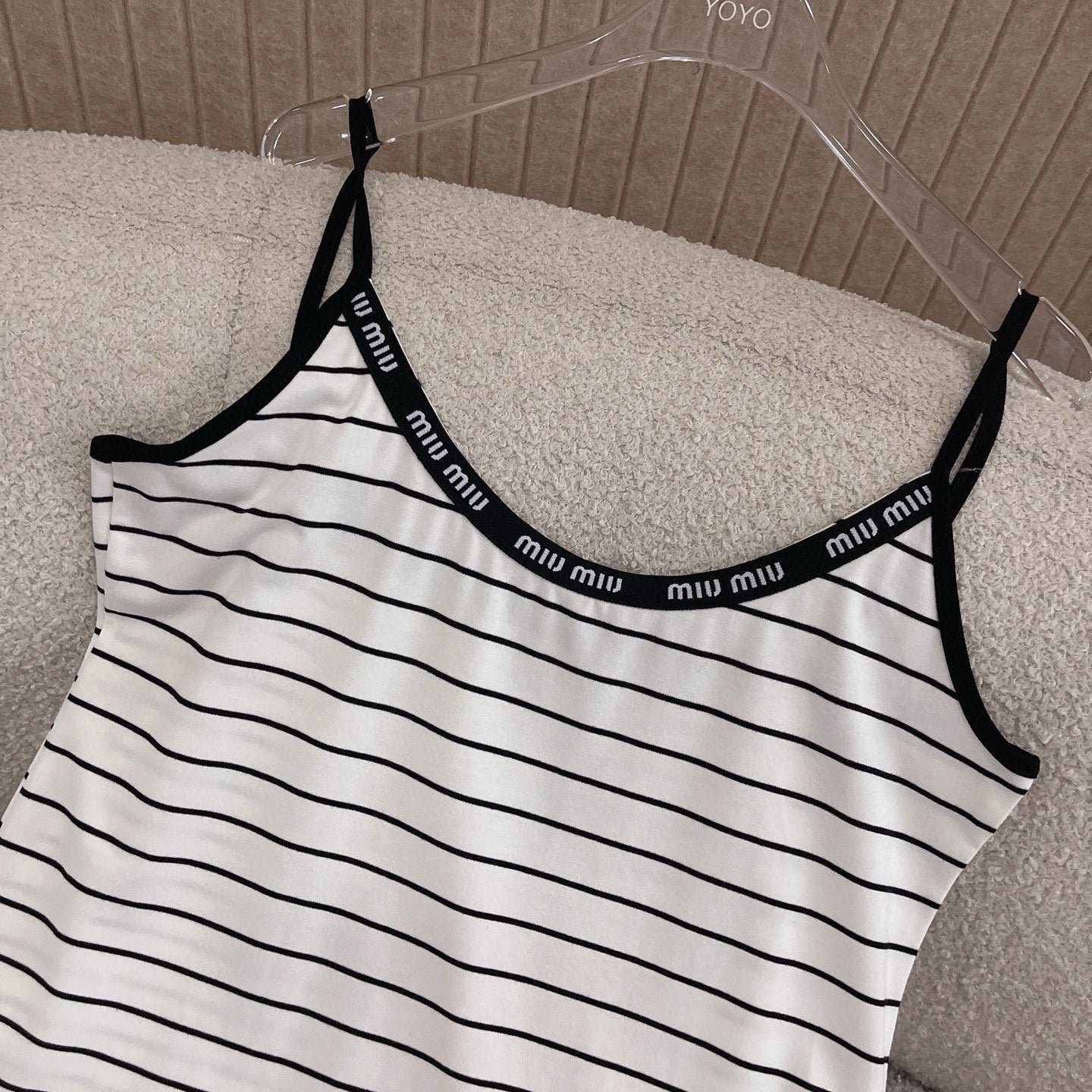 Customized Letter Jacquard Striped Suspender Dress