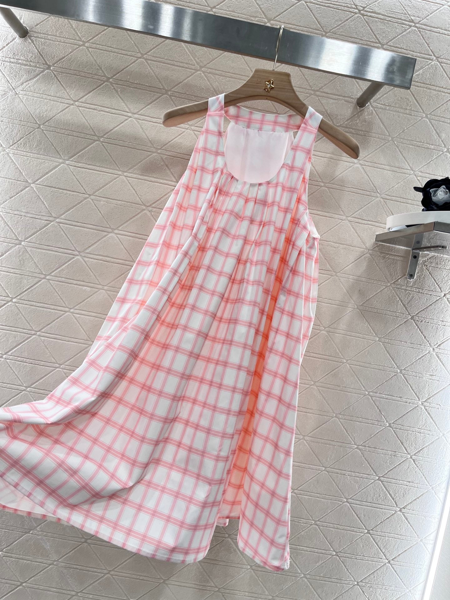 Belted Check Slip Dress