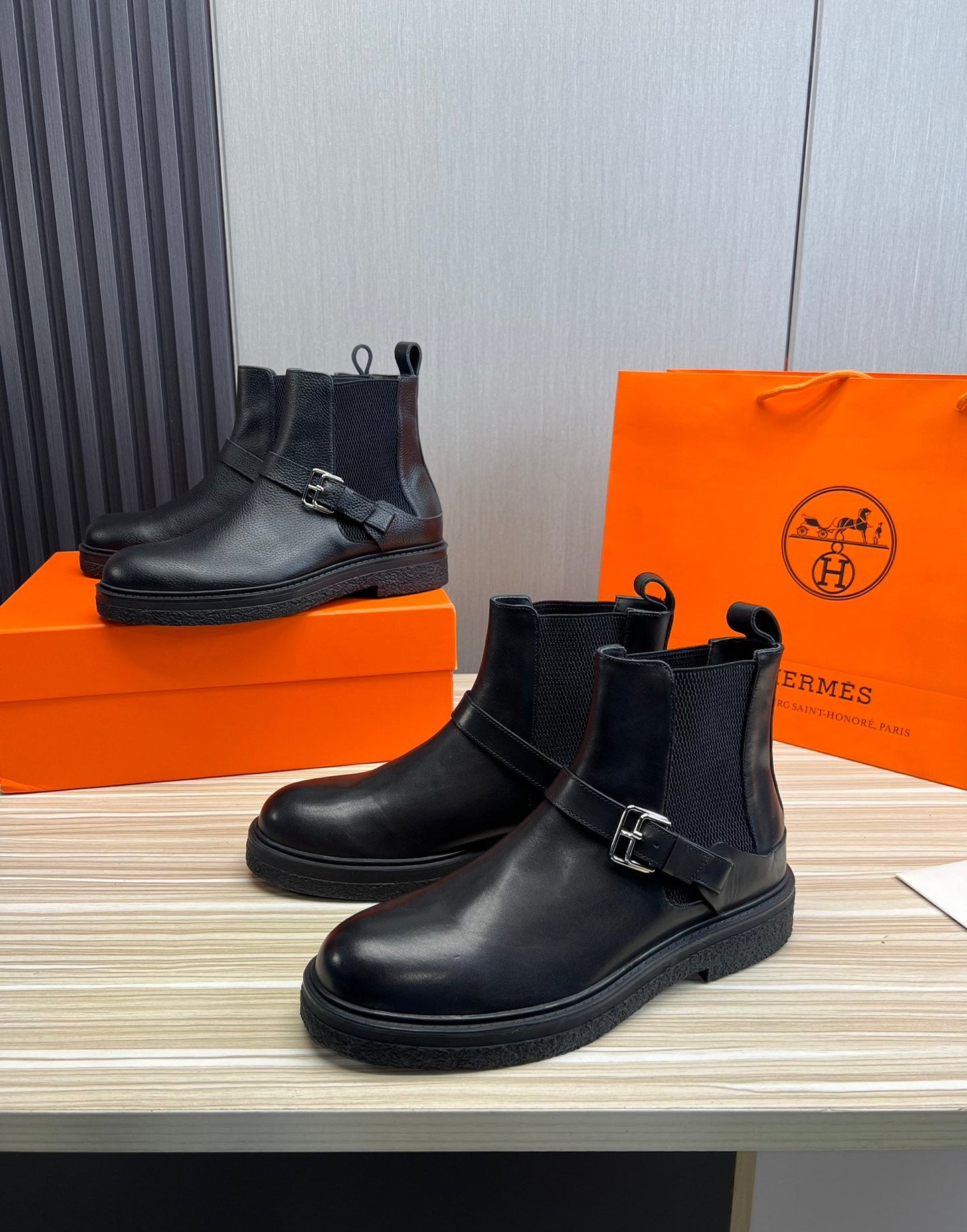 Calf leather men's ankle boots