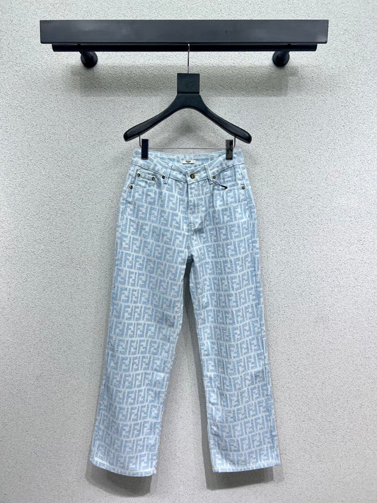 Jacquard printed monogram denim trousers