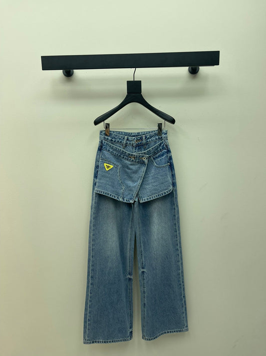 Apron straight jeans