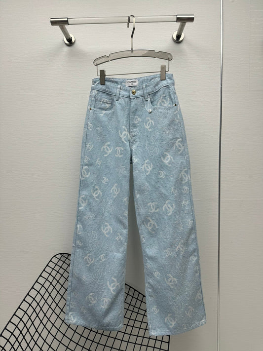 New Alphabet Printed Straight Leg Jeans