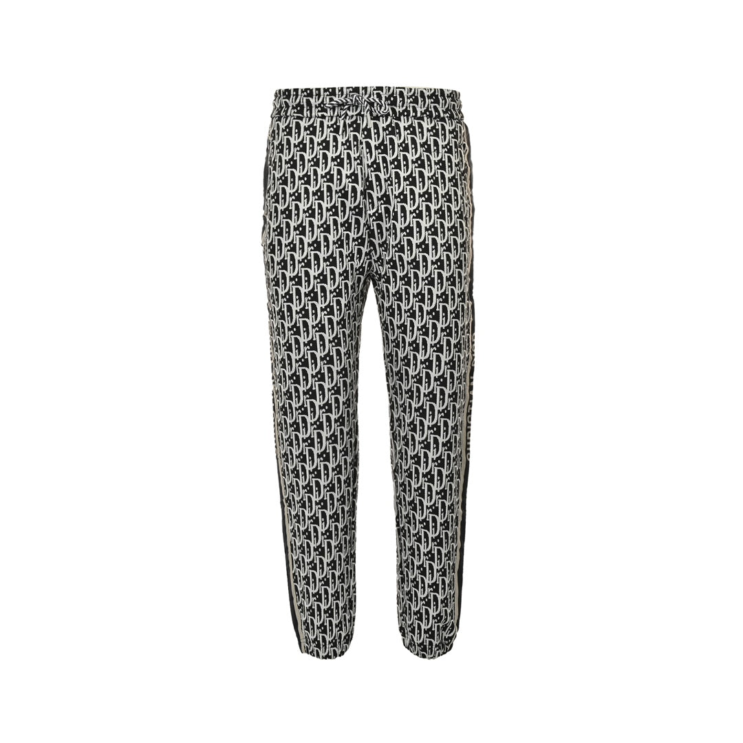 Allover printed jacquard side webbing trousers